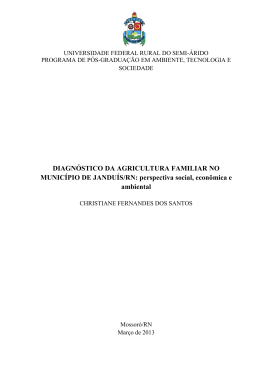 DIAGN&Oacute;STICO DA AGRICULTURA FAMILIAR NO MUNIC&Iacute;PIO DE