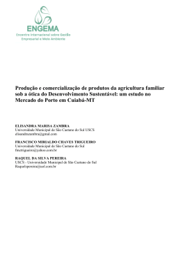 Produ&ccedil;&atilde;o e comercializa&ccedil;&atilde;o de produtos da agricultura familiar sob