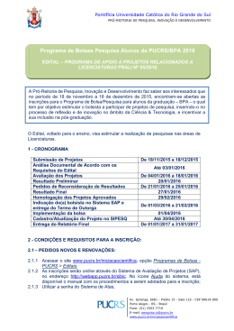 Programa de Bolsas Pesquisa Alunos da PUCRS/BPA 2016