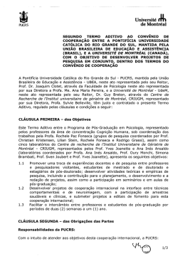 SEGUNDO TERMO ADITIvO AO coNv&Ecirc;NIO DE cOOPERA&Ccedil;&Atilde;O