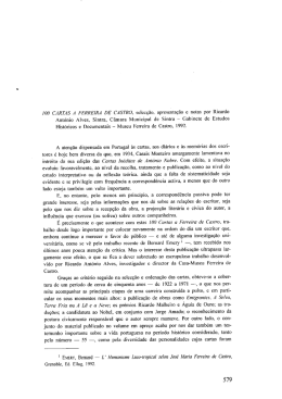 100 CARTAS A FERREIRA DE CASTRO, selec&ccedil;&atilde;o, apresenta&ccedil;&atilde;o e