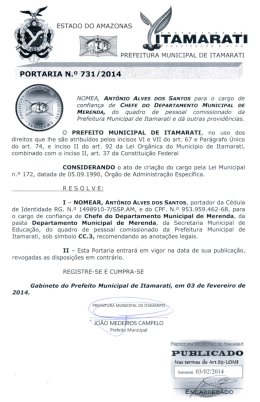 NOMEA, ANT&Ocirc;NIO ALVES Dos SANTOS para o cargo de