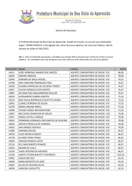 EDITAL N&ordm; 014/2015 O Prefeito Municipal de Boa Vista da