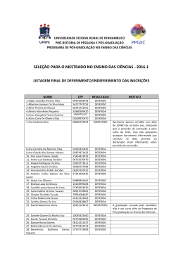SELE&Ccedil;&Atilde;O PARA O MESTRADO NO ENSINO DAS CI&Ecirc;NCIAS