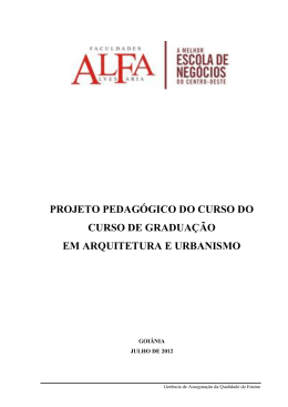 Projeto Pedag&oacute;gico do Curso de Arquitetura e Urbanismo
