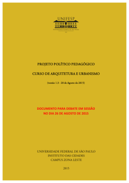 Projeto Pol&iacute;tico Pedag&oacute;gico do Curso de Arquitetura e Urbanismo