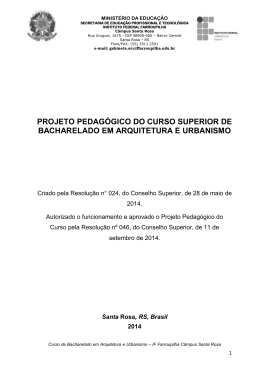 PPC Bacharelado em Arquitetura e Urbanismo