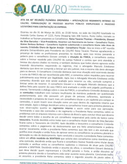 Conselho de Arquitetura e Urbanismo de Rondonia ATA