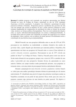 A genealogia das tecnologias de segurança da população em