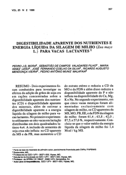 DIGEsTIBILIDADE APARENTE Dos NUTRIENTEs E ENERGIA