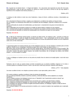 1 M&oacute;dulo de Biologia Prof. Cl&aacute;udio G&oacute;es