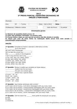 2012 3&ordf; PROVA PARCIAL (QUEST&Otilde;ES FECHADAS)