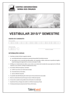 VESTIBULAR 2015/1º SEMESTRE - Colégio e Vestibular de A a Z