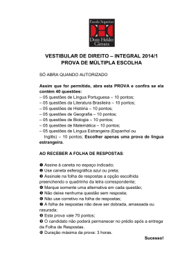 Prova de M&uacute;ltipla Escolha Direito Integral 2014/1