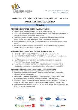resultado dos trabalhos aprovados para o iii congresso nacional de