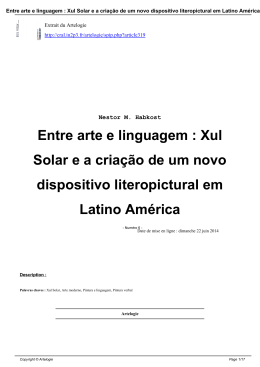 Entre arte e linguagem : Xul Solar e a cria&ccedil;&atilde;o - Nouvelles