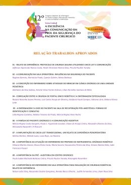 RELA&Ccedil;&Atilde;O TRABALHOS APROVADOS