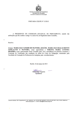 PORTARIA CEE/PE Nº 15/2015, de 16 de março de 2015