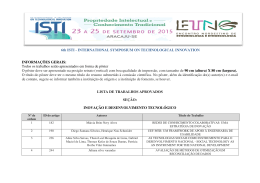 6th ISTI - INTERNATIONAL SYMPOSIUM ON TECHNOLOGICAL