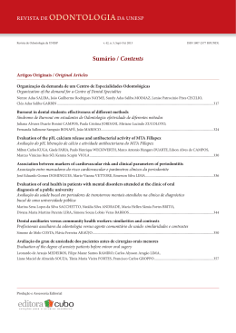 Sumário / Contents - Revista de Odontologia da UNESP