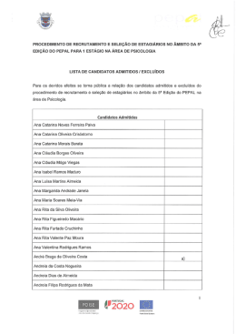 PROCEDIMENTO DE RECRUTAMENTO E sELE&Ccedil;&Atilde;O DE