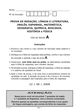PROVA DE REDA&Ccedil;&Atilde;O, L&Iacute;NGUA E LITERATURA, INGL&Ecirc;S