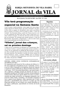 Vila ter&aacute; programa&ccedil;&atilde;o especial na Semana Santa