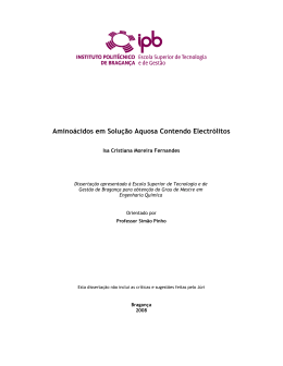 Amino&aacute;cidos em Solu&ccedil;&atilde;o Aquosa Contendo Electr&oacute;litos
