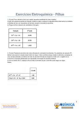 Exercı́cios Eletroquı́mica - Pilhas
