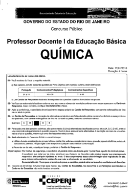Prova - Qu&iacute;mica - Governo do Estado do Rio de Janeiro