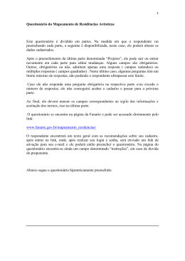 Question&aacute;rio do Mapeamento de Resid&ecirc;ncias Art&iacute;sticas