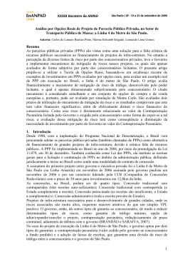1 An&aacute;lise por Op&ccedil;&otilde;es Reais de Projeto de Parceria P&uacute;blico