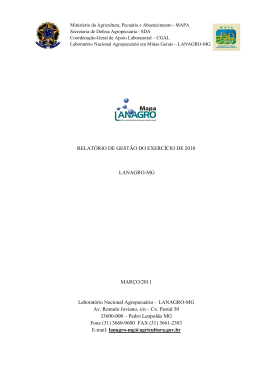 Lanagro - MG - Ministério da Agricultura