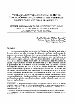 vigil&acirc;ncia sanit&aacute;ria municipal do rio de janeiro: considera&ccedil;&otilde;es