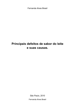 Principais defeitos de sabor do leite e suas causas.