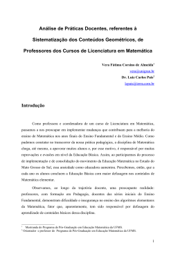 An&aacute;lise de Pr&aacute;ticas Docentes, referentes &agrave; Sistematiza&ccedil;&atilde;o dos