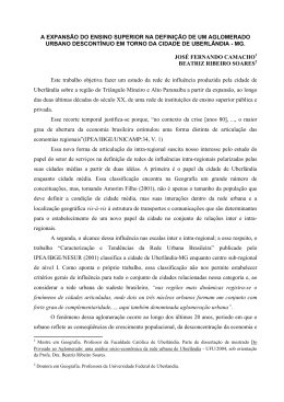 a expans&atilde;o do ensino superior na defini&ccedil;&atilde;o de um aglomerado