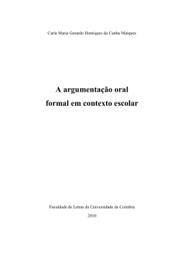 A argumenta&ccedil;&atilde;o oral formal em contexto escolar