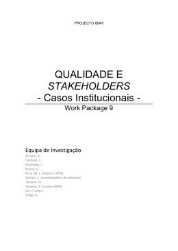 QUALIDADE E STAKEHOLDERS - Casos Institucionais -