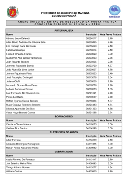 Anexo &Uacute;nico do Edital de Resultado da Prova Pr&aacute;tica
