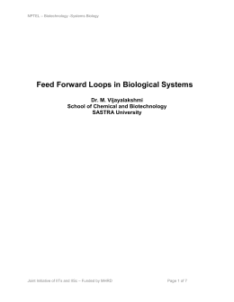 Feed Forward Loops in Biological Systems