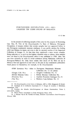 PORTUGUESE OCCUPATION (1511 &mdash; 1641) UNLISTED TIN