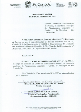 “ SÃO CRISTÓVÃO - Portal da Prefeitura Municipal de Sao Cristóvao