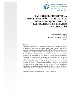 fatores cr&iacute;ticos para a implementa&ccedil;&atilde;o do sistema de gest&atilde;o da