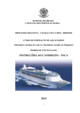 INSTRUÇÕES AO CANDIDATO – INCA 2015