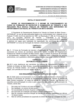 EDITAL - Curso de Forma&ccedil;&atilde;o de Instrutor e Examinador de Tr&acirc;nsito