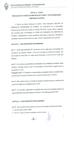 ESCOLA ESTADUAL DE &Aacute;RBITROS &ldquo;VICTOR MARCASSA&rdquo; Curso