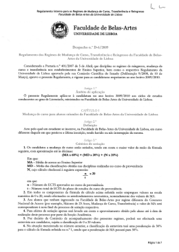 Regulamento dos regimes de Mudança de Curso, Transferência e