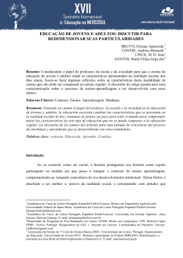 educa&ccedil;&atilde;o de jovens e adultos: discutir para redimensionar