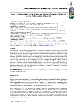 GERENCIAMENTO DE RES&Iacute;DUOS: A EXPERI&Ecirc;NCIA DO